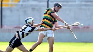 <p>Glen Rovers’ Robert Downey clears from Midleton’s Luke O’Farrell during the 2018 Cork SHC at Páirc Uí Chaoimh. They face each other in the final on Sunday. Picture: Eddie O’Hare</p>