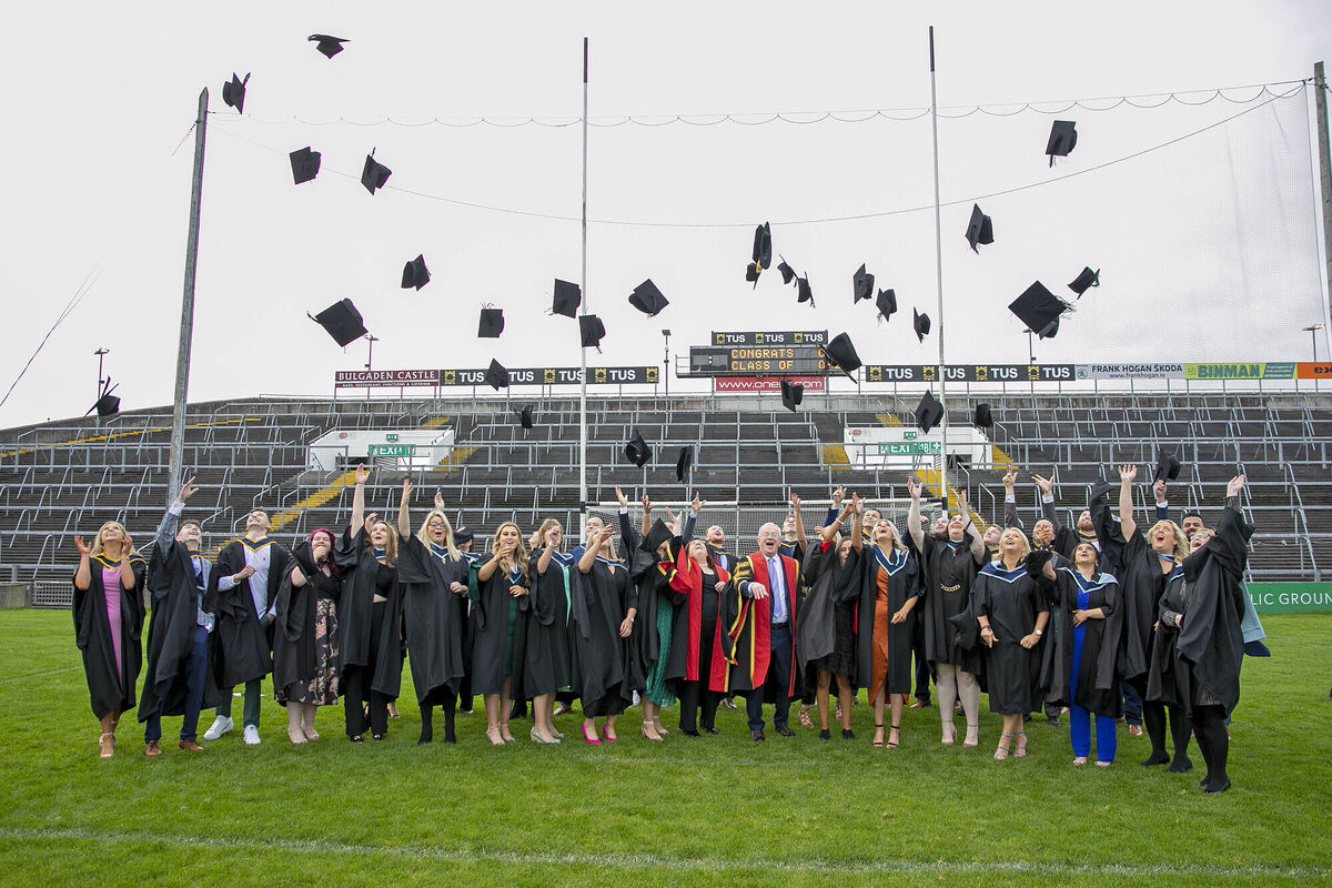 Some of the students at the outdoor graduation ceremony of the Technological University of the Shannon: Midlands Midwest (TUS) at the TUS Gaelic Grounds recently. Picture: Arthur Ellis Some of the students at the outdoor graduation ceremony of the Technological University of the Shannon: Midlands Midwest (TUS) at the TUS Gaelic Grounds recently. Picture: Arthur Ellis