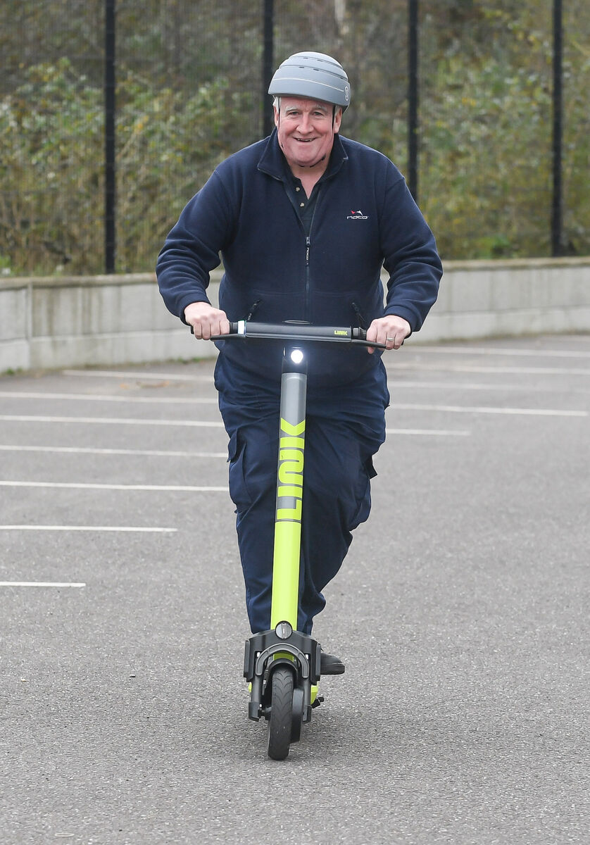 Councillor Paudie Dineen at today's Superpedestrian e-scooters launch. Shared e-scooter schemes can play a role in helping cities to transition to more sustainable transport networks. Picture: David Keane