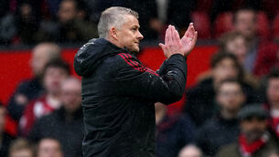 <p>Ole Gunnar Solskjaer reacts to the derby defeat by Manchester City (Martin Rickett/PA)</p>