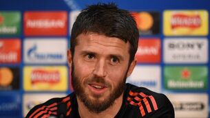 <p>File pic of Michael Carrick at a Champions League press conference</p>