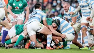 <p>Ireland's Cian Healy scores a try that is later disallowed by the TMO. Picture: INPHO/Dan Sheridan</p>