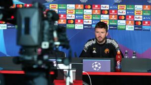 <p>Michael Carrick answers questions at a press conference yesterday ahead of tonight’s Champions League clash. 		<span class="contextmenu emphasis CaptionCredit">Picture: Matthew Peters/Manchester United via Getty Images</span>
            </p>