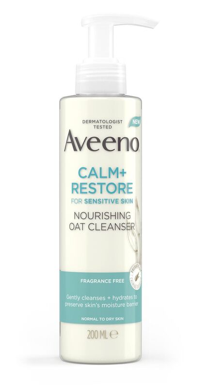 Aveeno Calm + Restore Nourishing Oat Cleanser, €9.99 at pharmacies nationwide Aveeno Calm + Restore Nourishing Oat Cleanser, €9.99 at pharmacies nationwide