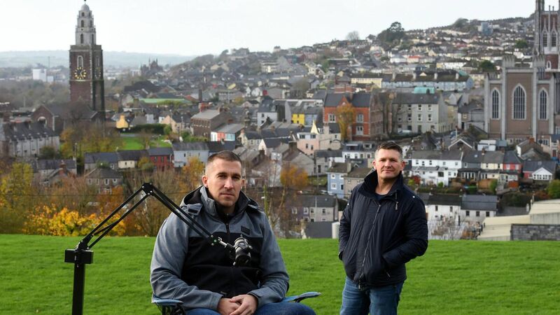 James Leonard and Timmy Long, who host the Two Norries podcast, at Bell's Field in Cork City. File picture: Larry Cummins