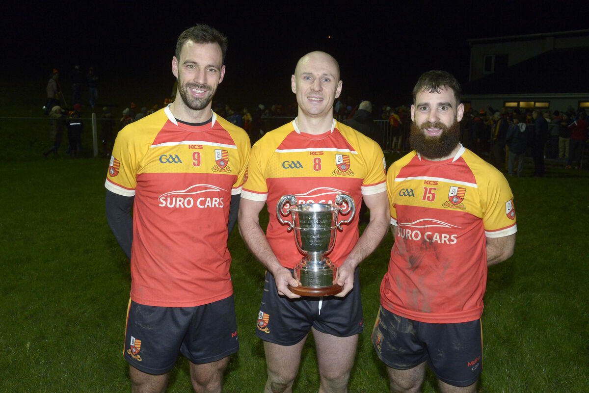 Tadhg MacCarthaigh brothers Kevin O'Driscoll, captain Brian O'Driscoll, and man of the match Colm O'Driscoll after winning the 2011 Carbery JAFC at Dunmanway. Picture: Denis Boyle