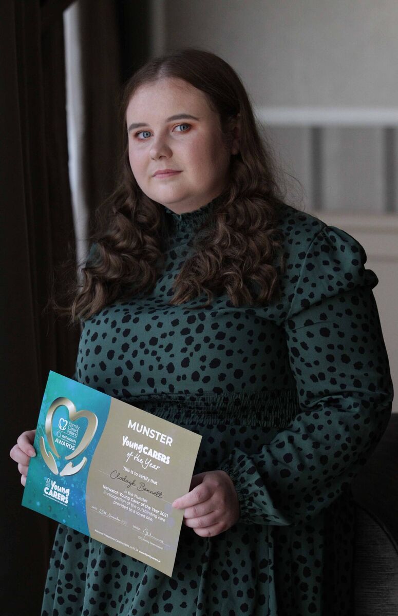 Clodagh Bennett (18) from Rosbrien in Limerick who was named the Munster Young Carer of the Year at the awards ceremony in The Westin Hotel, Dublin, today. Photo: Mark Stedman Clodagh Bennett (18) from Rosbrien in Limerick who was named the Munster Young Carer of the Year at the awards ceremony in The Westin Hotel, Dublin, today. Photo: Mark Stedman