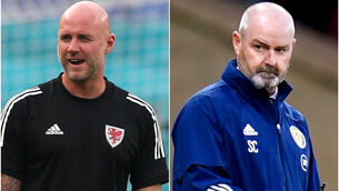 <p>Rob Page and Steve Clarke. Picture: PA</p>
