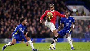 <p>Manchester United's Marcus Rashford (centre) in action with Chelsea's Reece James (left) and Trevoh Chalobah during the Premier League match at Stamford Bridge, London. Picture: Adam Davy/PA Wire. </p>