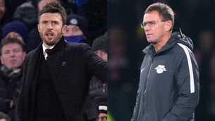 <p>Michael Carrick will lead Manchester United on Thursday ahead of Ralf Rangnick’s arrival. Pictures: Adam Davy/Jane Barlow</p>