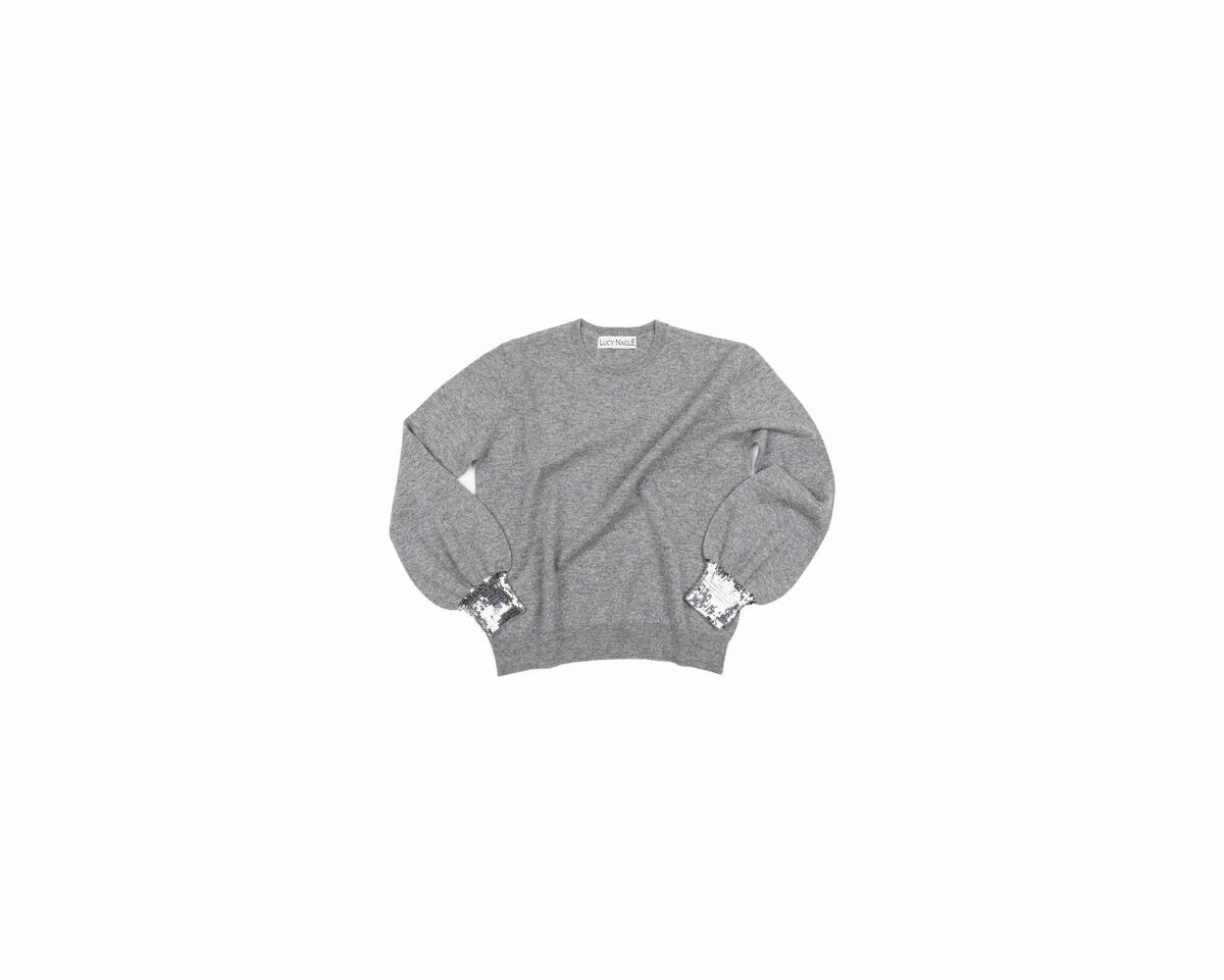 Sequin Cuff Grey Sweater, €110, Lucy Nagle