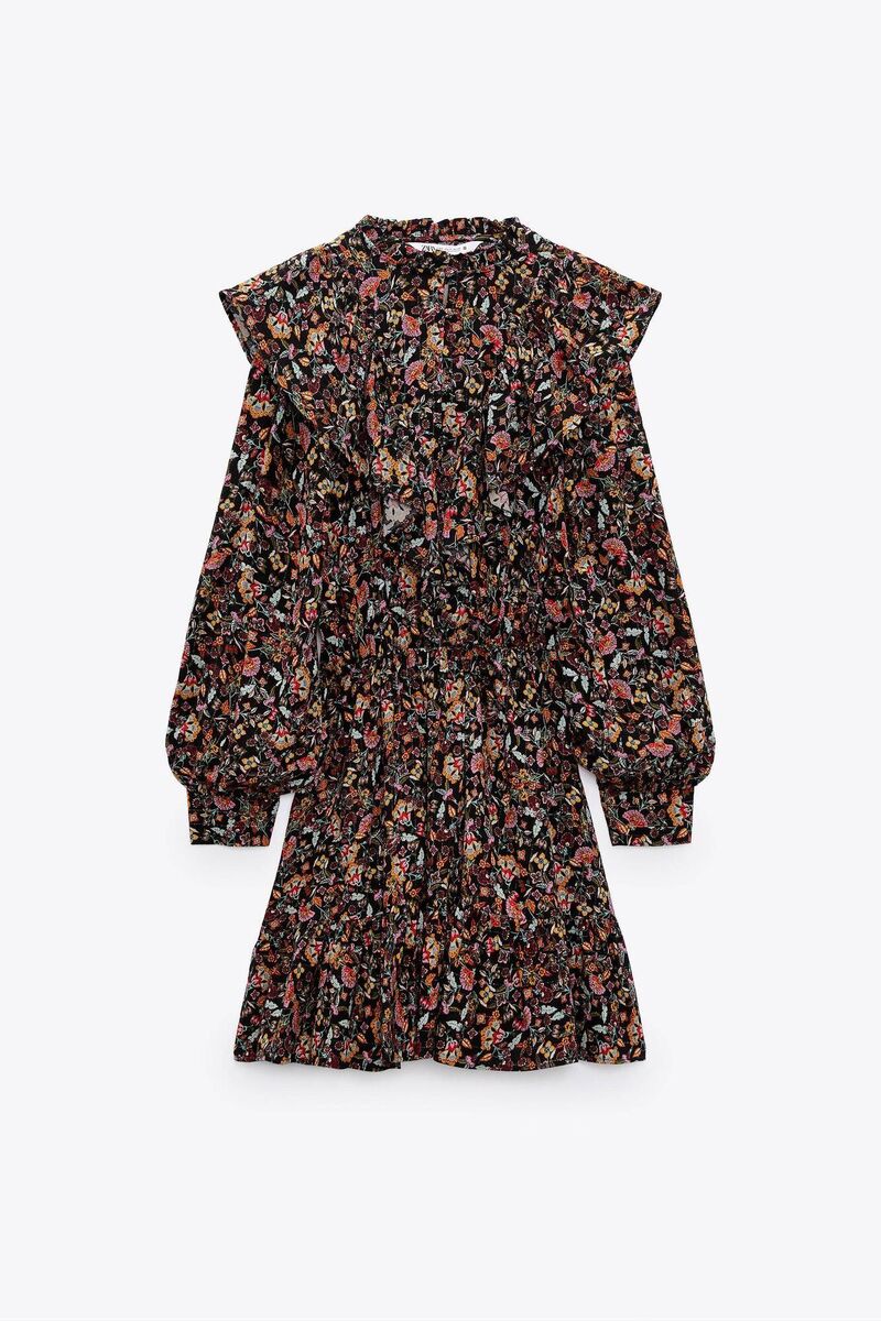 Ruffled floral print mini dress, Zara, €49.95 Ruffled floral print mini dress, Zara, €49.95