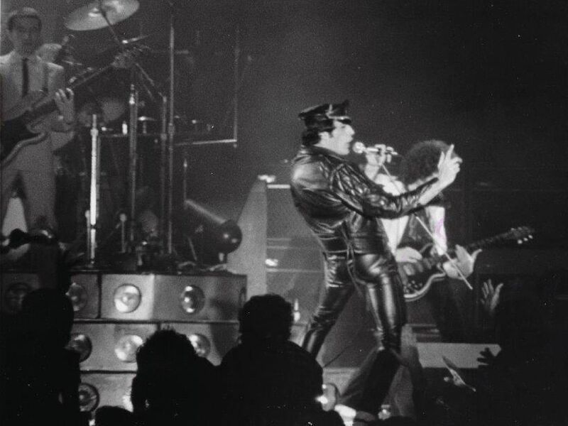Freddie Mercury of Queen on stage at the RDS 1979.