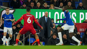 <p>Everton manager Rafael Benitez on the touchline during the Premier League match between Everton and Liverpool at Goodison Park, Liverpool. Picture: Peter Byrne/PA</p>