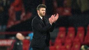 <p>Manchester United caretaker manager Michael Carrick applauds the fans</p>