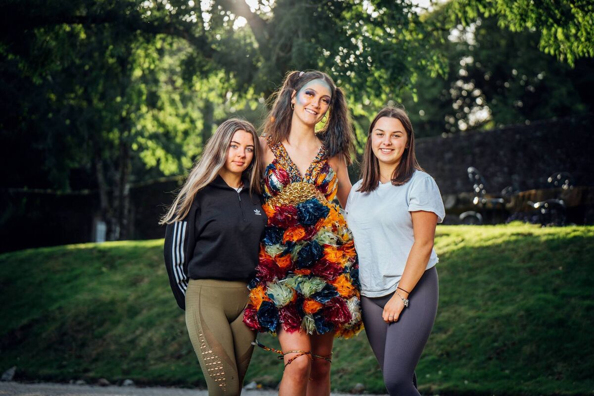 Grand Finalist of Junk Kouture 2021: 'Party Poppers' made by Katie Coughlan and Megan Hart from Mount Saint Michael's Secondary School, County Cork. Picture: Ger Duffy