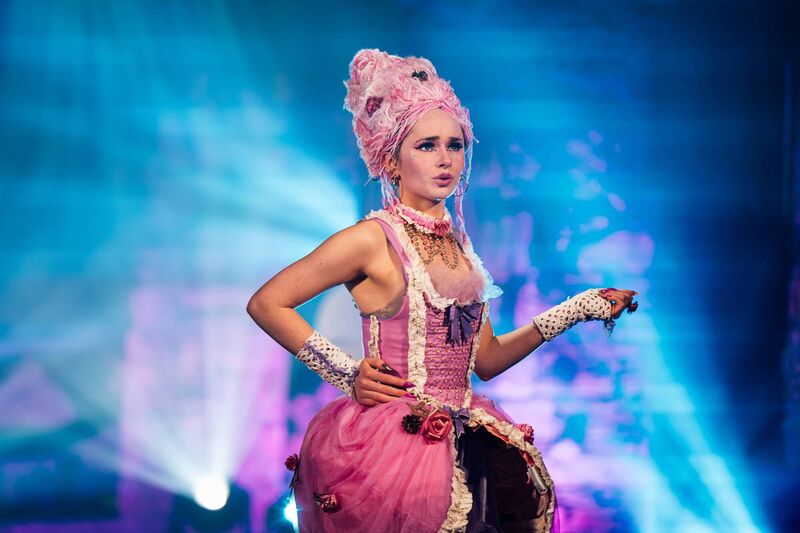 Grand Finalist of Junk Kouture 2021 'Let them Eat Cake, Duh!' made by Sofie Kadysewski, Orla McGoldrick and Sophie McLaughlin from Sacred Heart Secondary School Clonakilty, Co. Cork. Picture: Ger Duffy