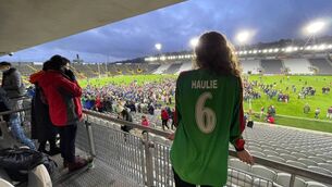 <p>Louise O'Neill at Páirc Uí Chaoimh.</p>