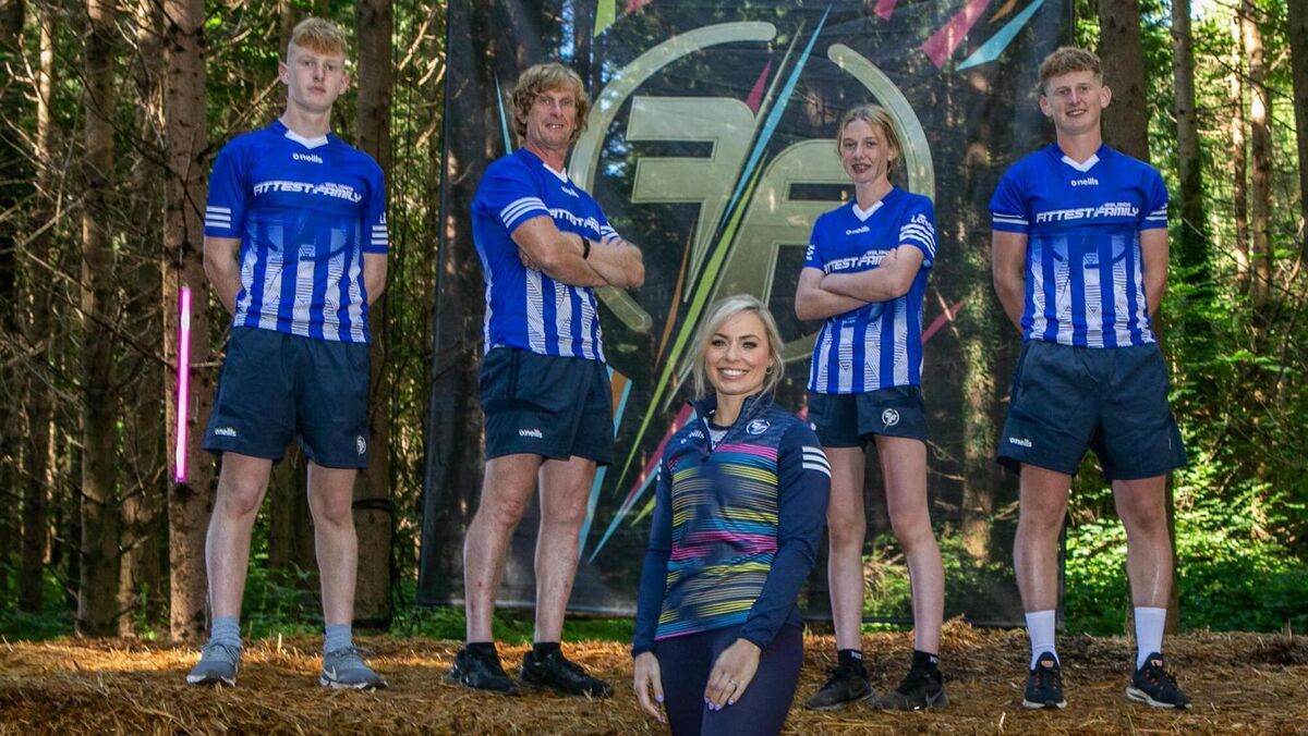 The Kinsellas with coach Anna Daly, on Ireland's Fittest Family. 
