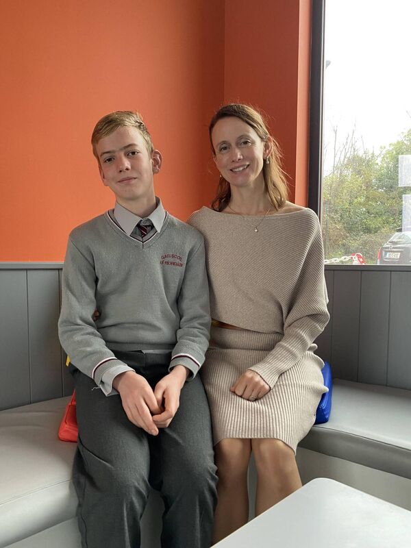 Charlie Gould and his mother, Katie, in Ballincollig, Cork. They have appealed to the education minister to find a site for Ballincollig’s new secondary school so that it can provide the town’s first second-level ASD unit for students with autism.
