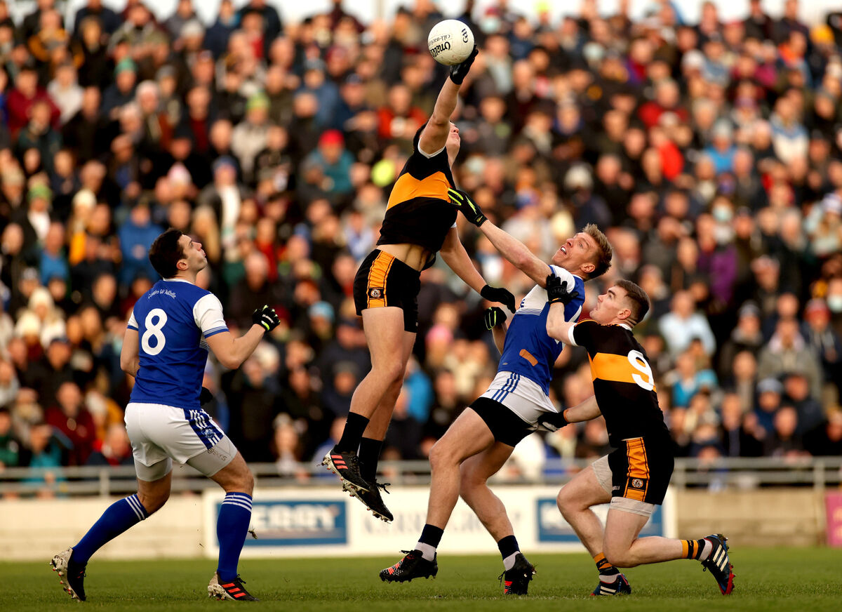 Austin Stacks’ Joseph O'Connor and Greg Horan with David Moran and Tommy Walsh of Kerin O'Rahillys. Picture: INPHO/James Crombie