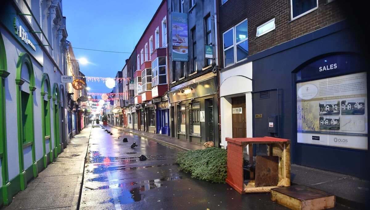 A fallen Christmas tree on Princes Street in Cork city. Picture: Dan Linehan