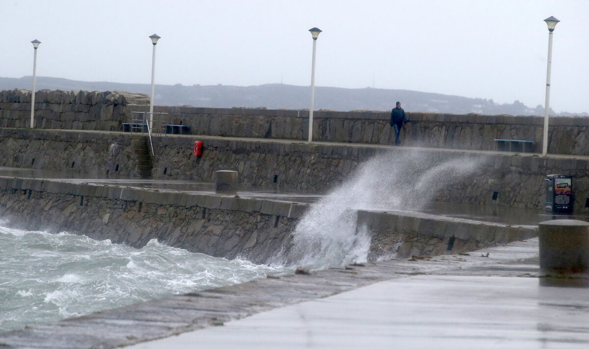 Day two of Storm Barra at Dun Laoghaire harbour. Were the two days off a mini âCovid circuit breakerâ for schools? Photo: Stephen Collins/Collins Photos Day two of Storm Barra at Dun Laoghaire harbour. Were the two days off a mini âCovid circuit breakerâ for schools? Photo: Stephen Collins/Collins Photos
