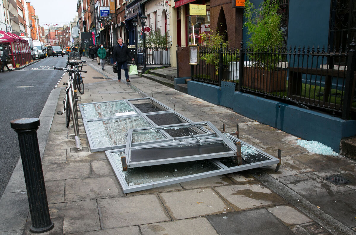 Damage on South William St in Dublin. Picture: Gareth Chaney/Collins Damage on South William St in Dublin. Picture: Gareth Chaney/Collins