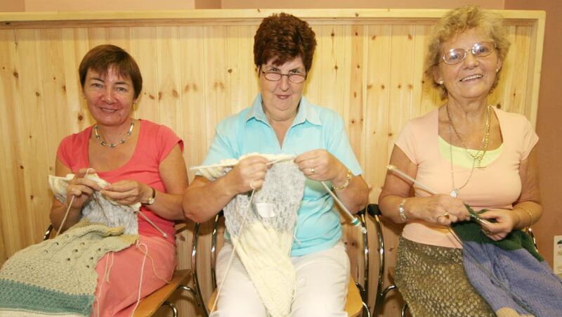 Ann Ralph, Mona Lucey, and Theresa Kelleher working on the Knitting Map at St Lukes Church in 2005. Picture: Cillian Kelly