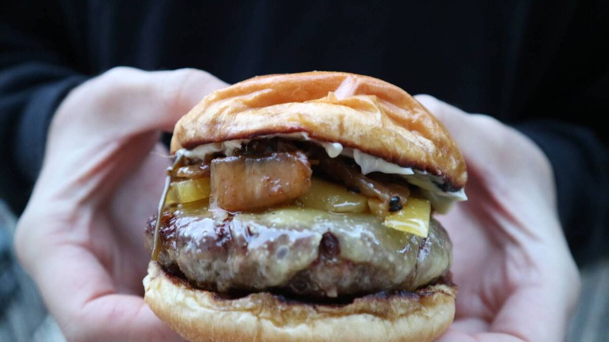 Kimchi grilled cheeseburger on brioche