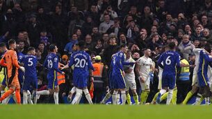 <p>Tempers flare between players during the Premier League match at Stamford Bridge, London. Picture: Adam Davy/PA Wire. </p>