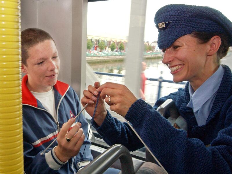  Jools-Gilson Ellis, director of cork theatre company Half/angel, on a bus spreading the Knitting Map gospel. Picture: Michael Mac Sweeney/Provision 
