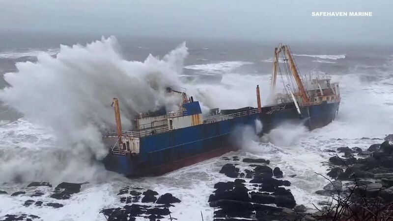 Still from drone footage of the shipwrecked MV Alta, captured by Safehaven Marine.