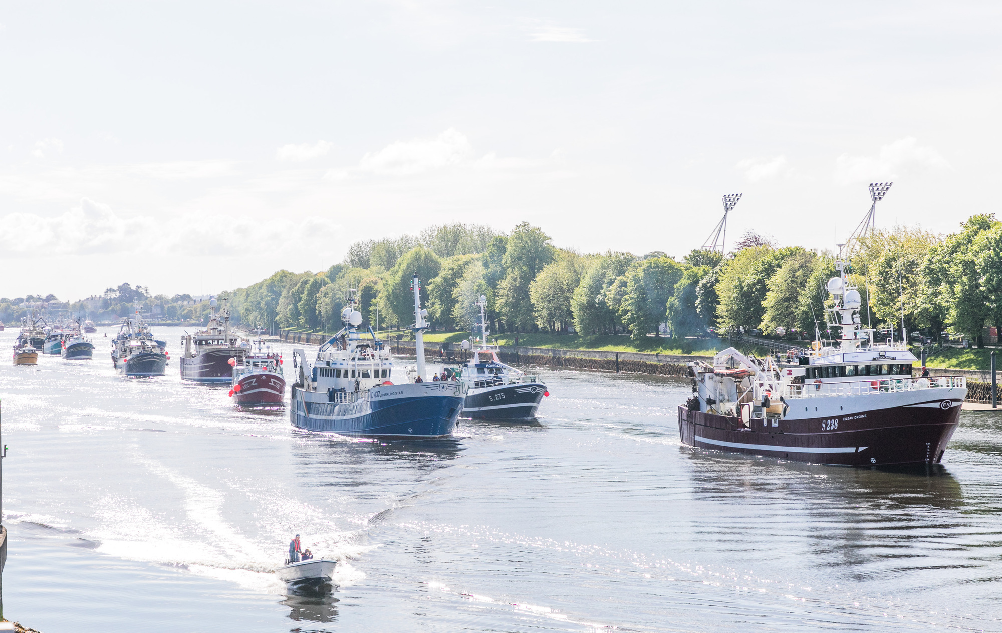 A flotilla of trawlers and fishing boats in Cork Harbour in May to raise awareness of the difficulties facing the fishing industry. The current talks are designed to make sure Irish fishers can fish for more catch. Picture: David Creedon/Anzenberger