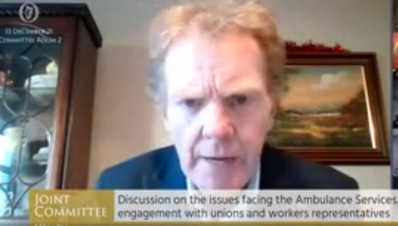 Siptu sector organiser Ted Kenny speaks to the Oireachtas health committee. Picture: Oireachtas TV still