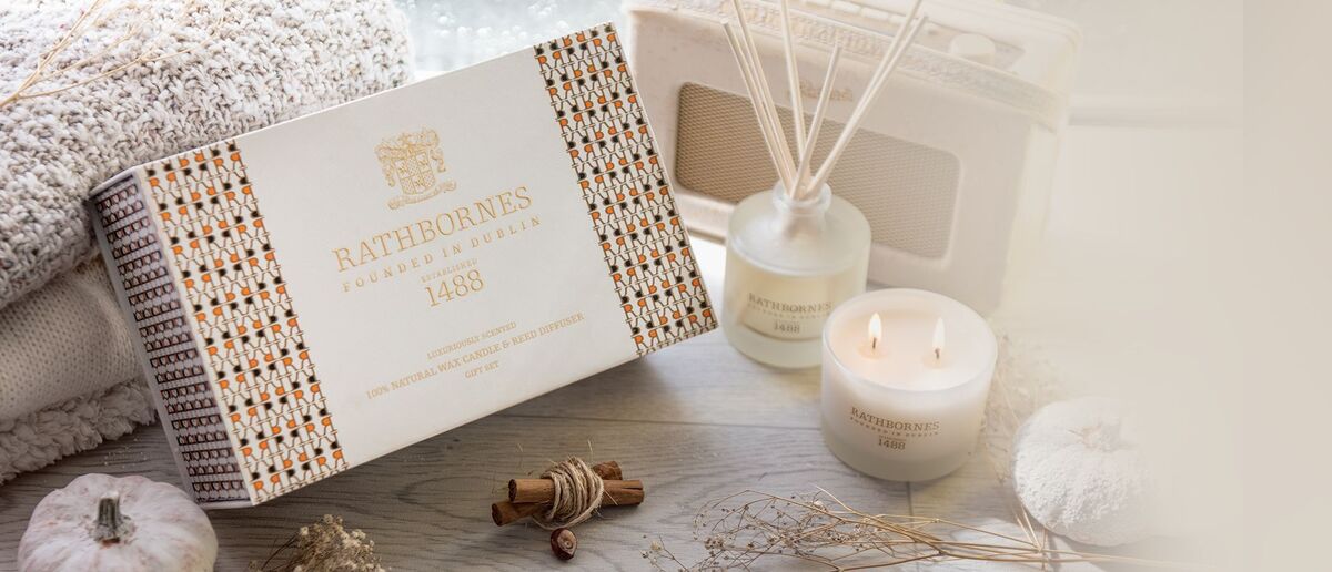 Rathbornes blends candle-making experience since 1488 with modern fragrance combinations. The Cedar, Cloves & Amber gift set includes a scented candle and a diffuser (€90), from Brown Thomas and Kilkenny. Rathbornes blends candle-making experience since 1488 with modern fragrance combinations. The Cedar, Cloves & Amber gift set includes a scented candle and a diffuser (€90), from Brown Thomas and Kilkenny.