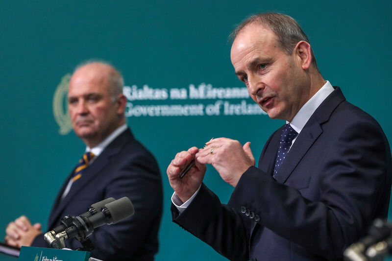 Taoiseach Micheál Martin and Dr Tony Holohan, Chief Medical Officer and at Government Buildings, Dublin. Picture: Julien Behal Taoiseach Micheál Martin and Dr Tony Holohan, Chief Medical Officer and at Government Buildings, Dublin. Picture: Julien Behal
