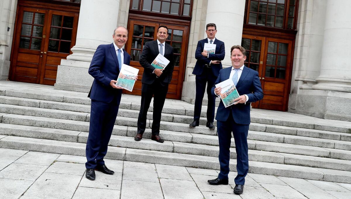Taoiseach Micheál Martin, Tánaiste Leo Varadkar, Environment Minister Eamon Ryan, and Housing Minister Darragh O’Brien launches 'Housing for All – a New Housing Plan for Ireland'. Picture: Maxwells