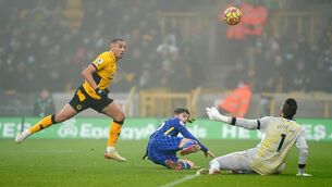 <p>Chelsea's Christian Pulisic has a shot on goal during the Premier League match at the Molineux stadium, Wolverhampton. Picture : Nick Potts/PA Wire. </p>