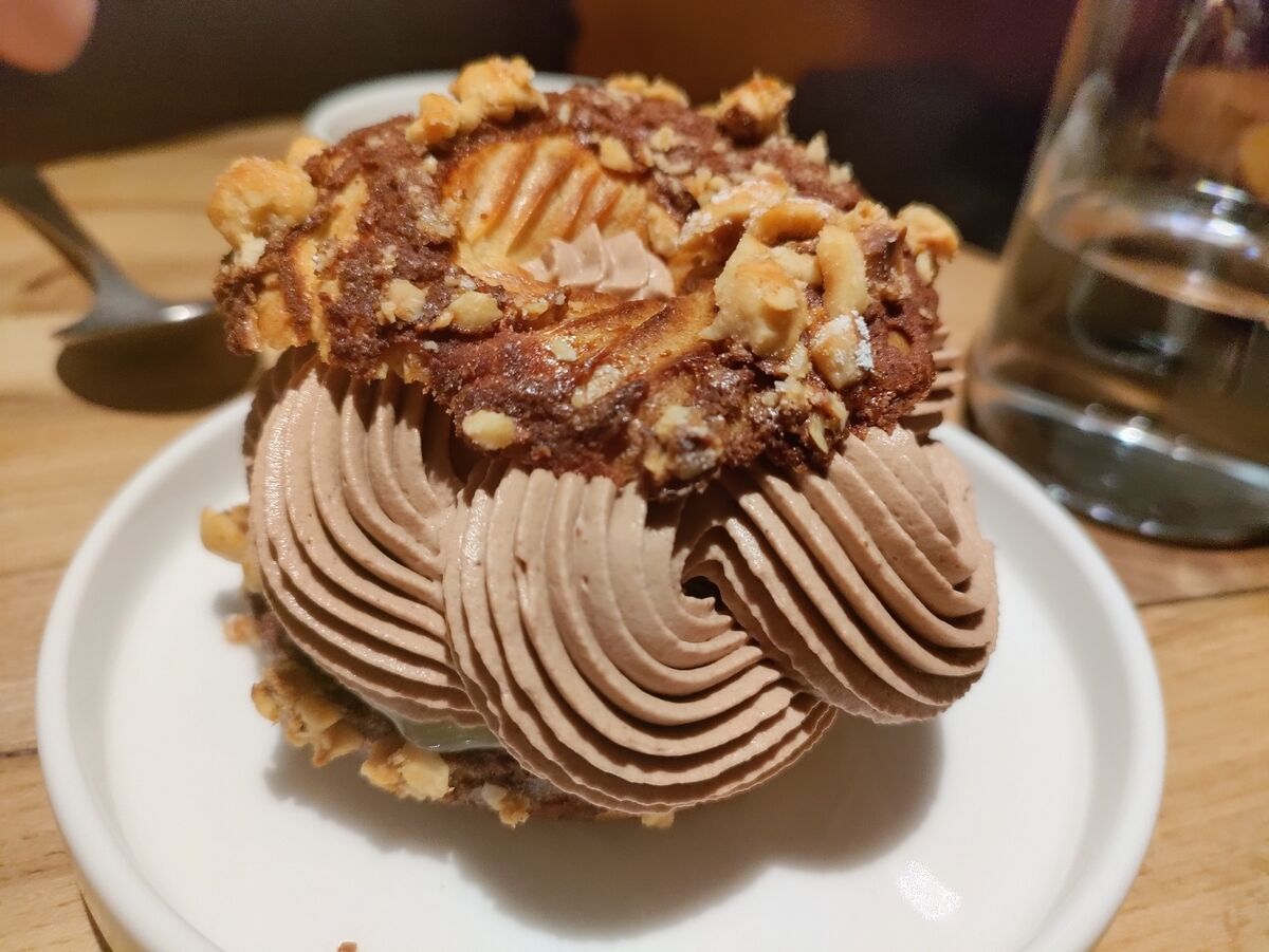 Paris-Brest Choux, made with stout, yuzu and espresso