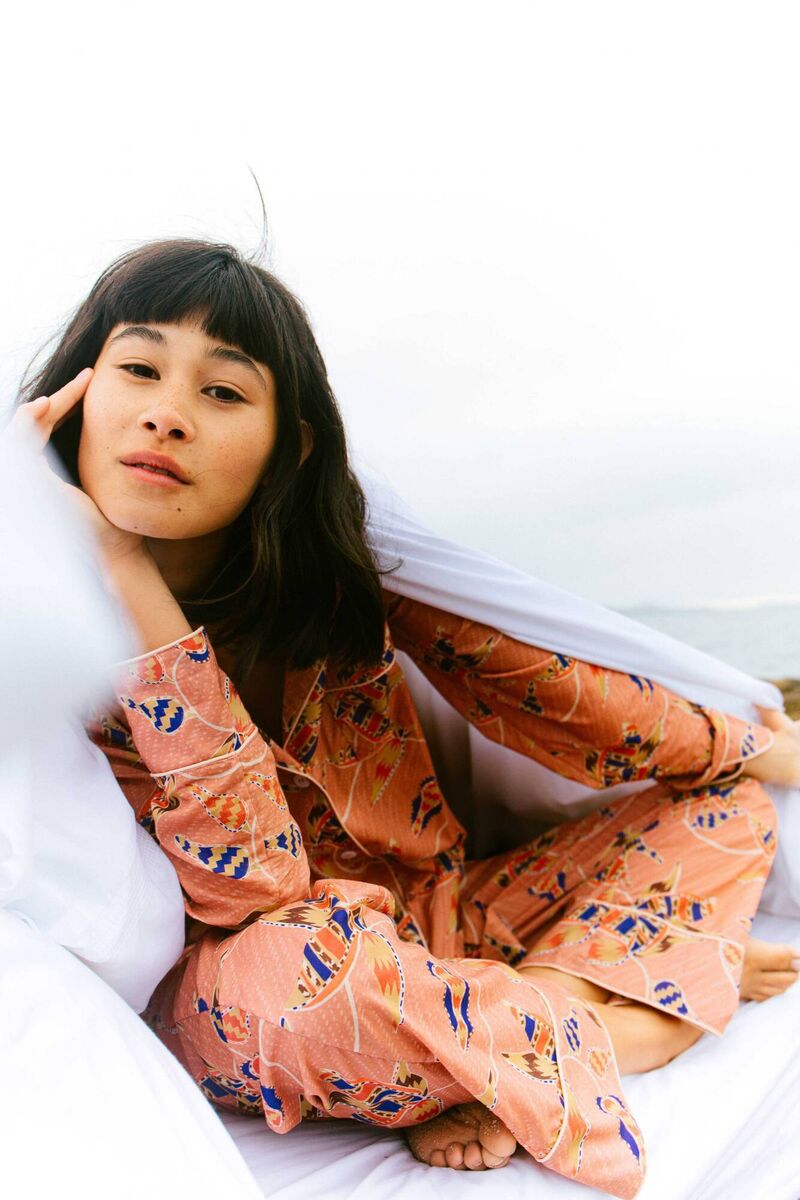 Organic cotton voile tribal flower pyjamas, Moon + Mellow, €190
