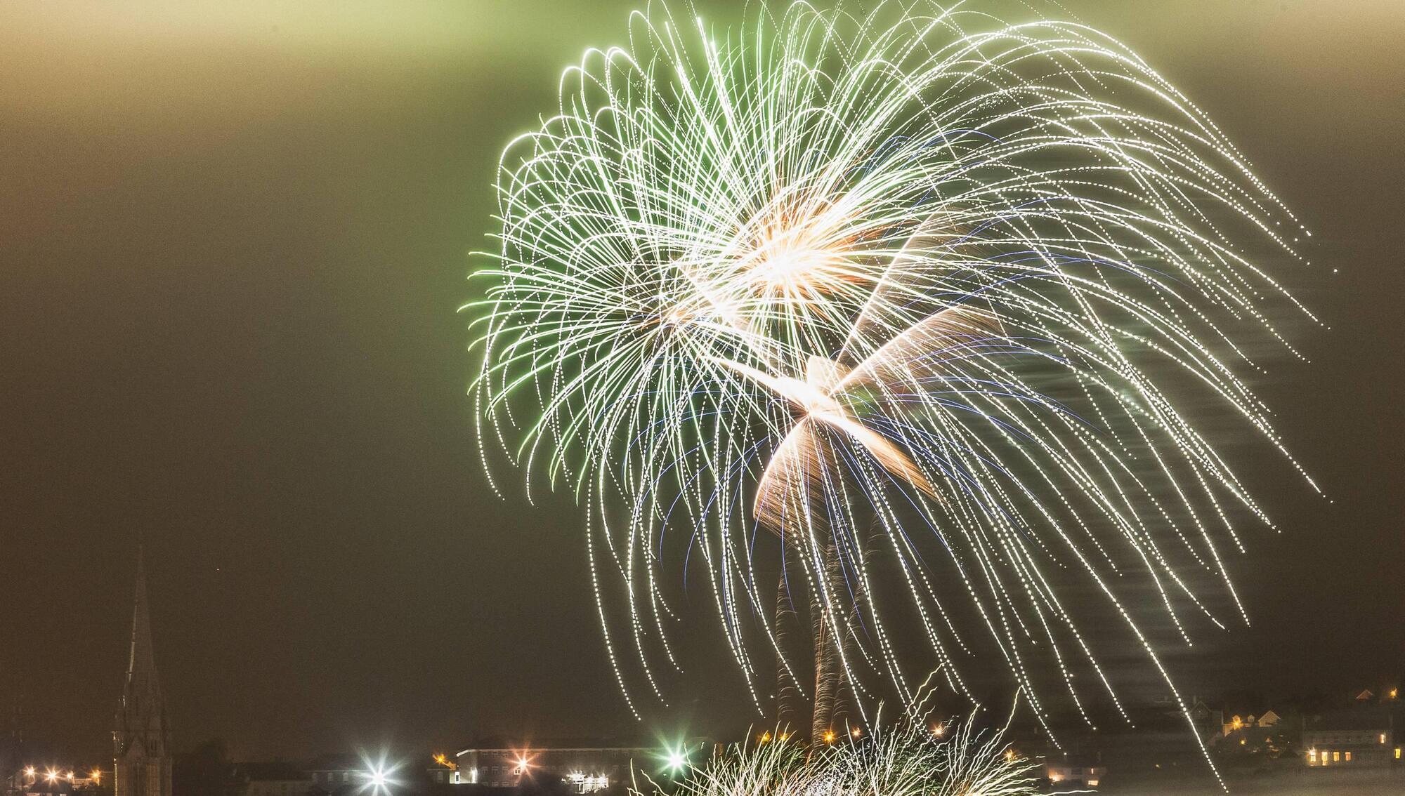 A spectacular finale display of fireworks to mark the end of the Cobh People's Regatta as seen from Crosshaven Co. Cork - expect similar over the city tomorrow night from 8.30pm. Pic: David Creedon