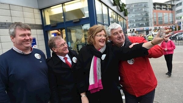 From left: Senators Martin Conway, Colm Burke, and Maria Byrne and Councillor Derry Canty pose for a selfie in Blackpool