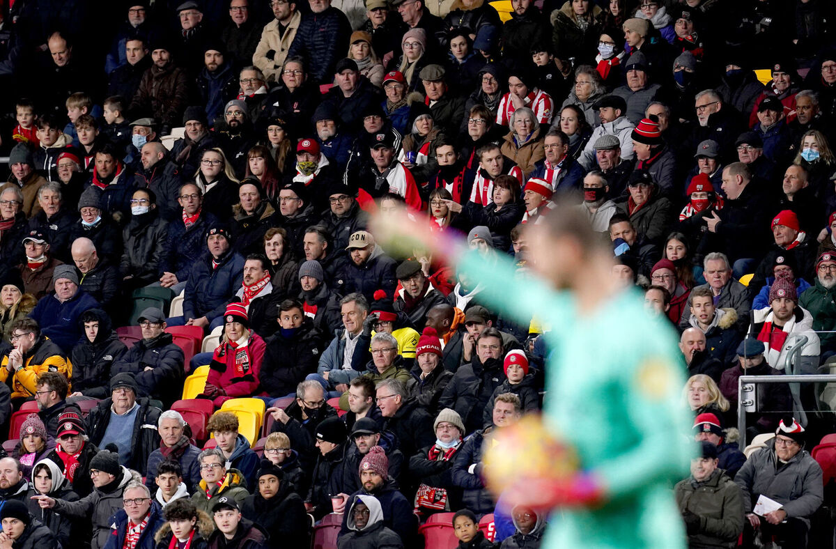 A general view of fans in the stands during the Premier League match at the Brentford Community Stadium, London. Picture: John Walton