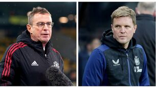 <p>Ralf Rangnick, left, and Eddie Howe, right: Looking to build their squads over the January transfer window. Pictures: PA</p>