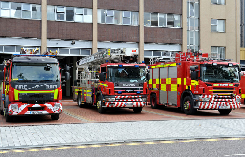 Cork City Fire Brigade emergency response vehicles/fire engines at Anglesea Street, Cork.