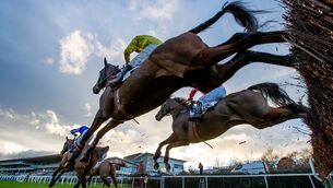 <p>A general view of the runners and riders in The `Bet Through The Free Racing Post App` Handicap Steeplechase in Leopardstown on Sunday. Picture: INPHO/Morgan Treacy</p>