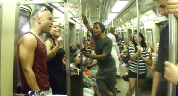 The cast of the Lion King surprised commuters on the NY subway