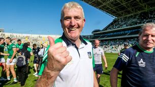 <p>THUMBS UP: An elated John Kiely after Limerick overcame a 10-point half-time deficit to beat Tipperary by five points in the Munster SHC final at Páirc Uí Chaoimh. <span class="contextmenu emphasis CaptionCredit">Picture: Inpho/Lorraine O’Sullivan</span>
            </p>