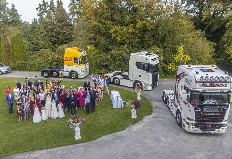 Their 'trucking family' rallied round when Ber Jordan and John Murphy got married. Picture: Henry Quinn